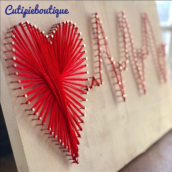 Handmade String Art Heart with Heartbeat - Picture 2 of 4